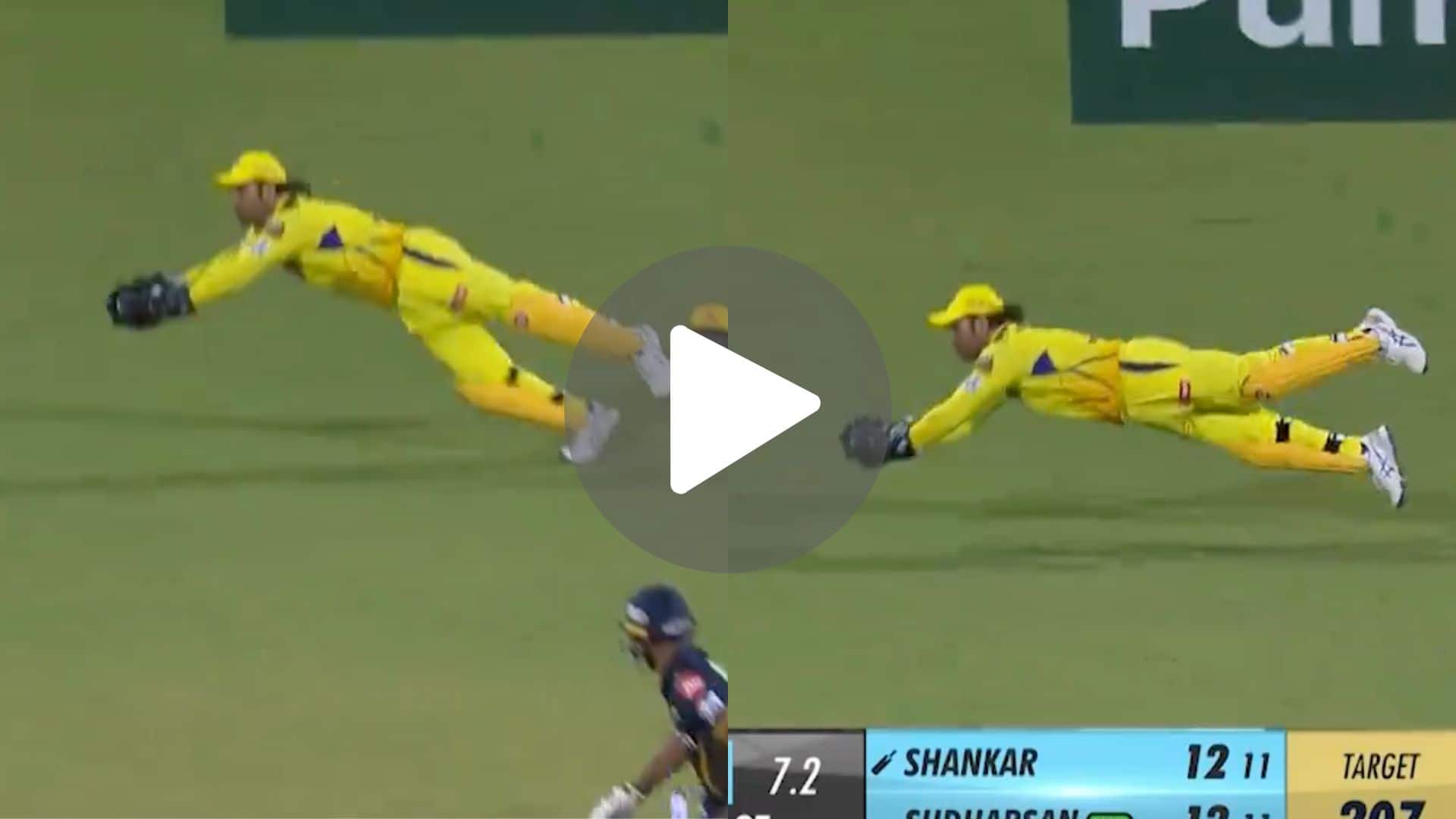 [Watch] Ageless MS Dhoni Pulls Off An 'Insane Flying Catch' To Make Chepauk Go Wild